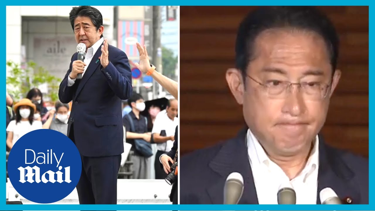 Emotional moment Japan's PM holds back tears as he pays tribute to Shinzo Abe