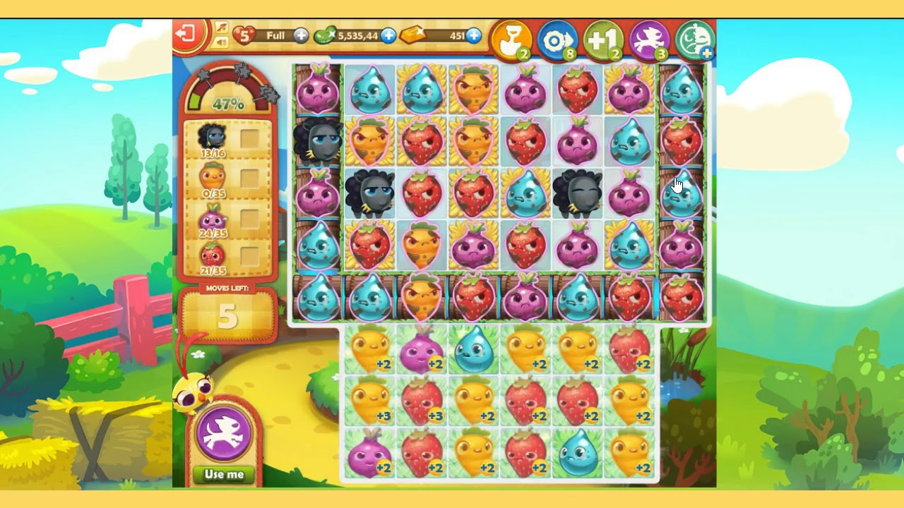 Farm Heroes Saga Level 1689 2 Stars NO companion
