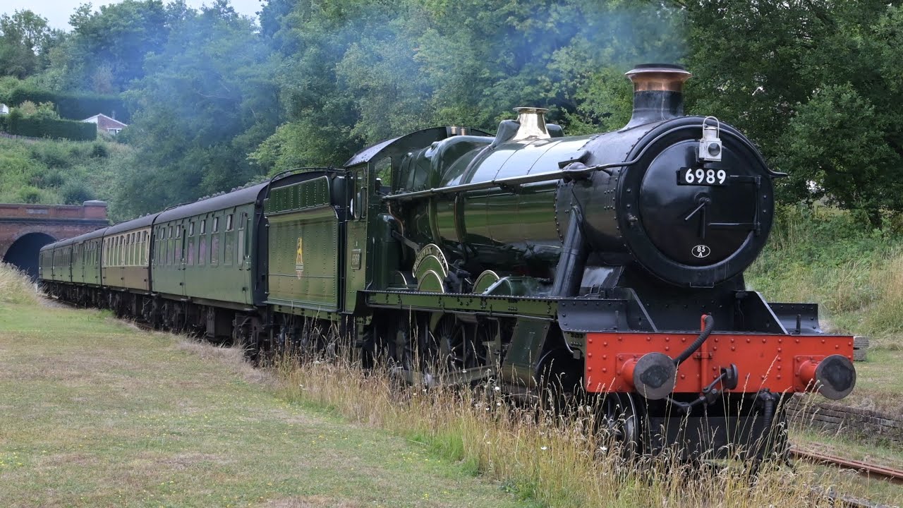 Wightwick Hall a Hall class locomotive running on the Bluebell Railway on  25 July 2022.