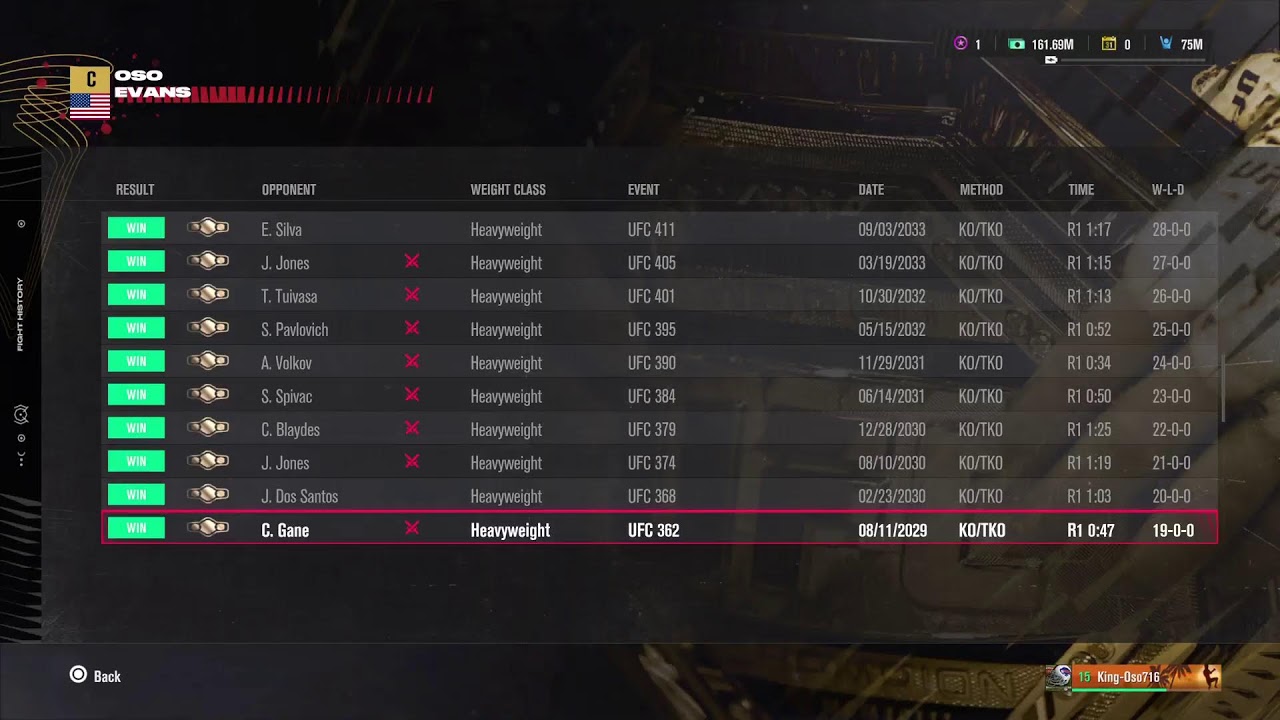 Live on UFC Career mode