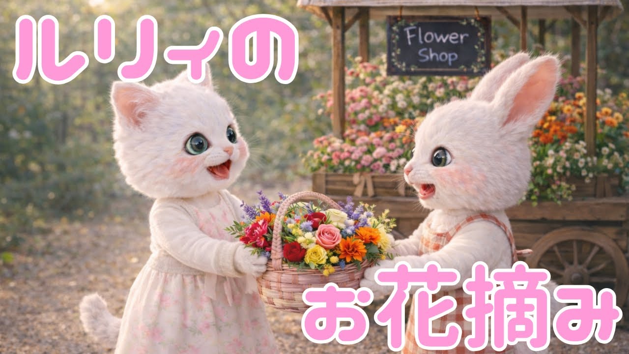 【ゆるふわ猫】🌼ルリィのお花摘み💐 Ruly’s Flower Picking 🪷夜と昼のお花を摘むルリィ！【a fluffy cat Ruly】