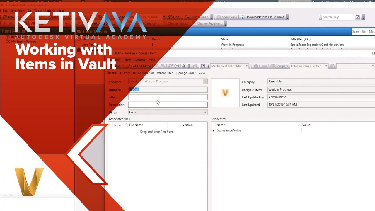 Working with Items in Vault | Autodesk Virtual Academy