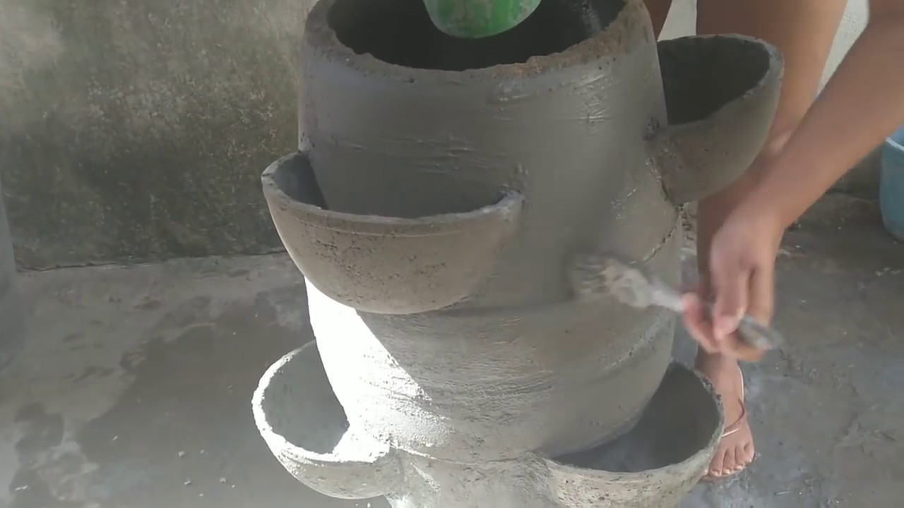 Como fazer vaso grande de cimento - Sete vasos em um só (DIY).