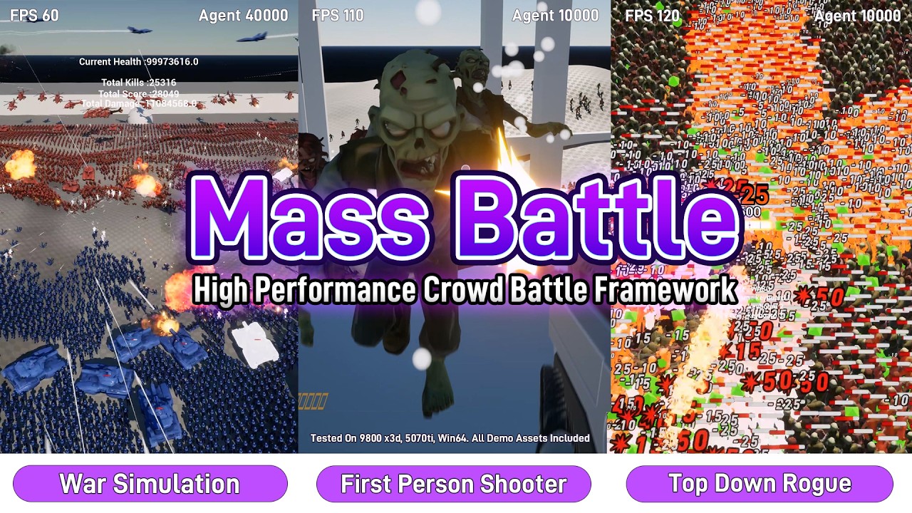 Mass Battle Plugin - 3 Demo Showcases | Unreal Engine 5 Crowd Sim