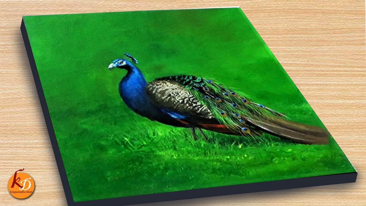 Peacock Stand On Grassland Painting 🦚 Acrylic painting for beginners | Episode #218