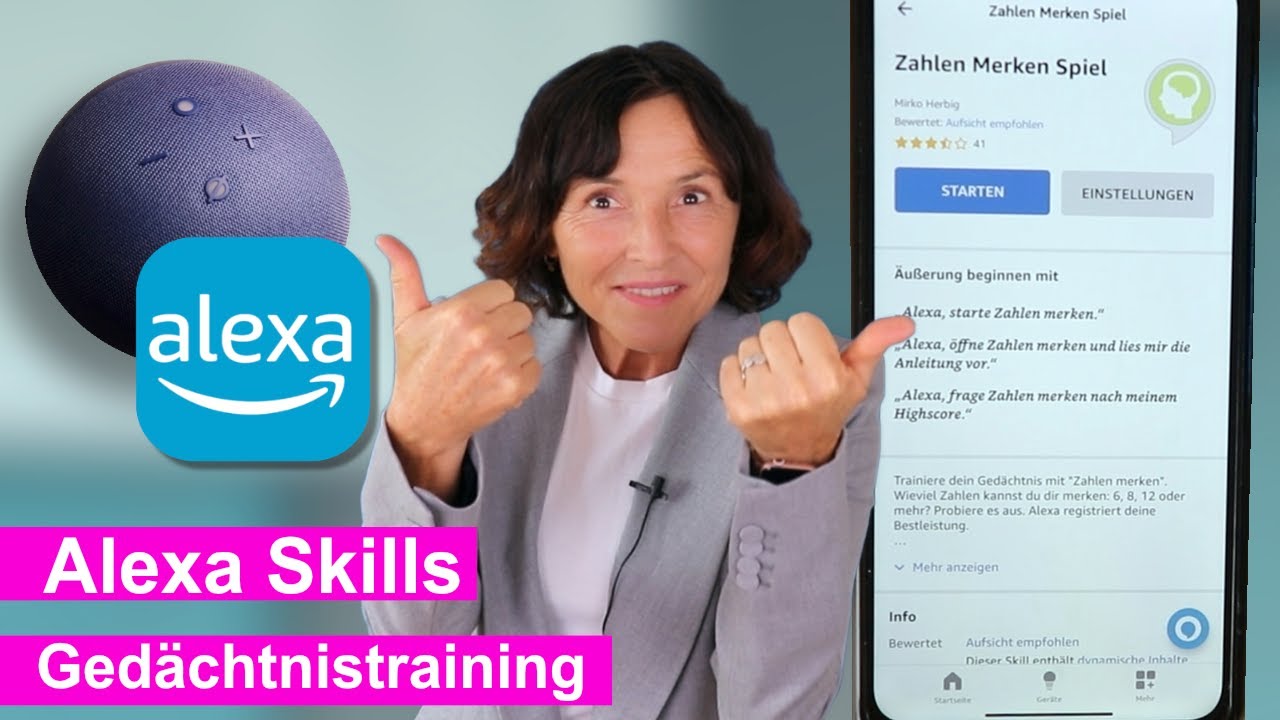 Ged&auml;chtnistraining mit Alexa. Das sind Alexa Skills. Echo Dot f&uuml;r Seniorinnen und Senioren
