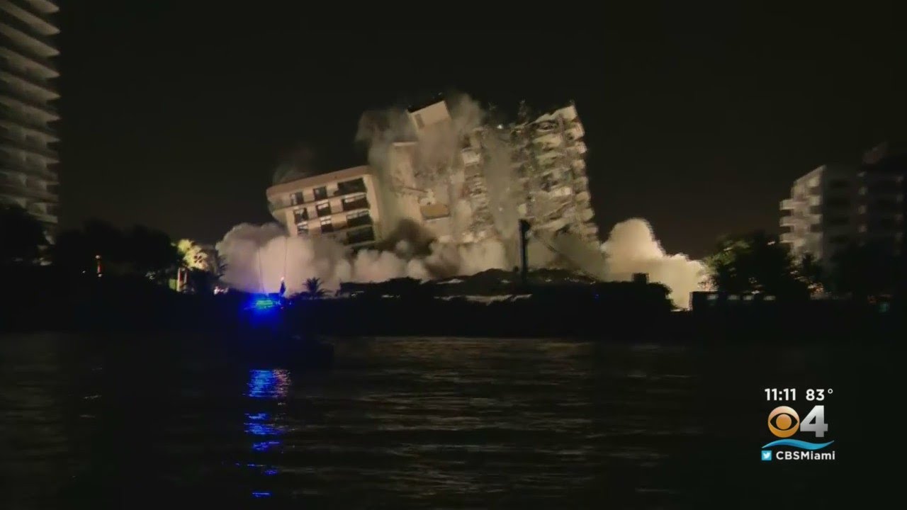Remaining Part Of Collapsed Surfside Building Demolished Due To Safety Concerns