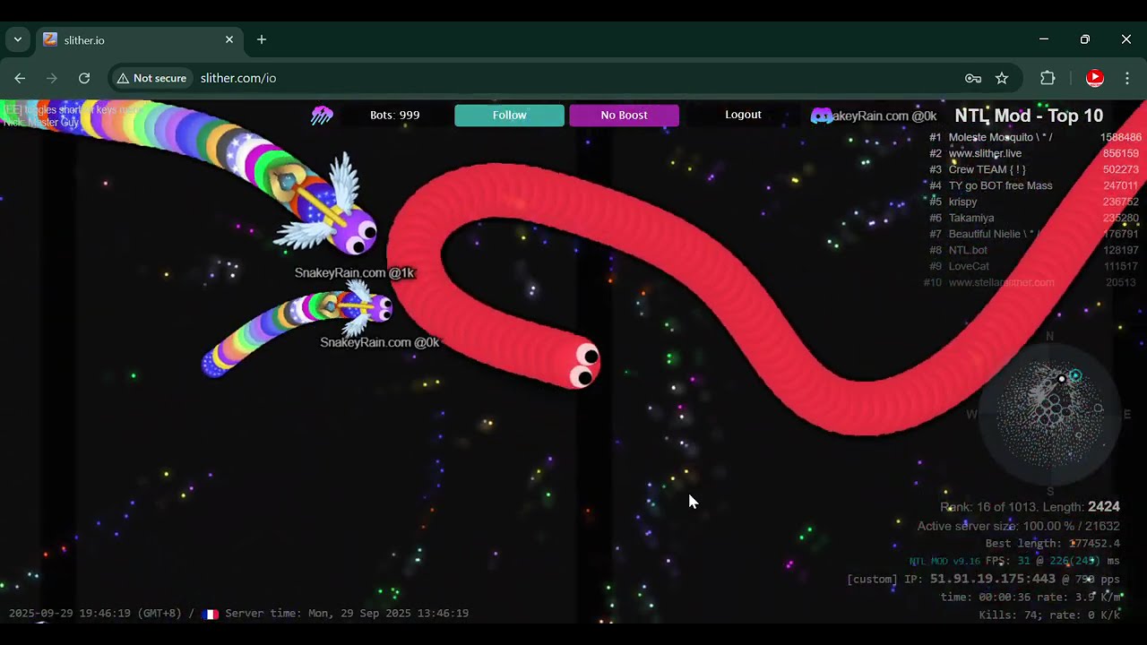 slither io Crazy Game SnakeyRain.com for NTL.mod
