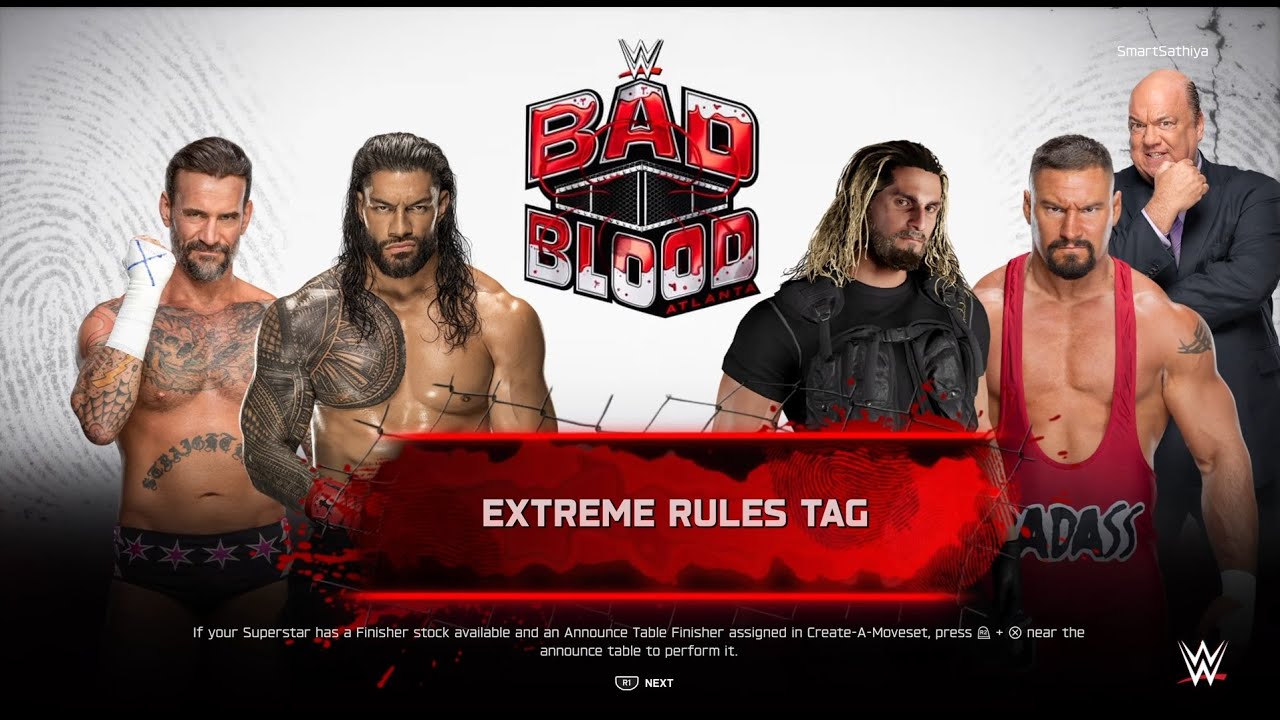 Roman Reigns and CM Punk vs Seth Rollins and Born Breakker