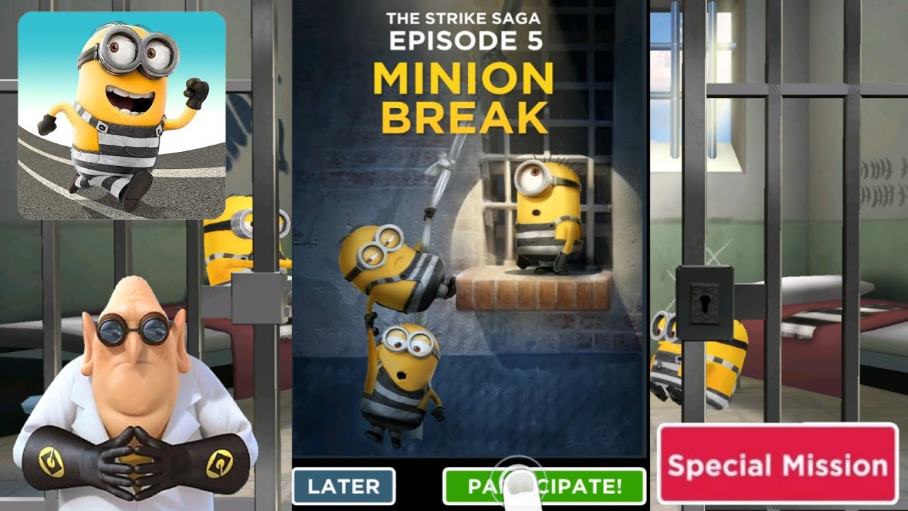 Minion rush Prisoner Minion Break special mission prize pod THE STRIKE SAGA episode 5 gameplay