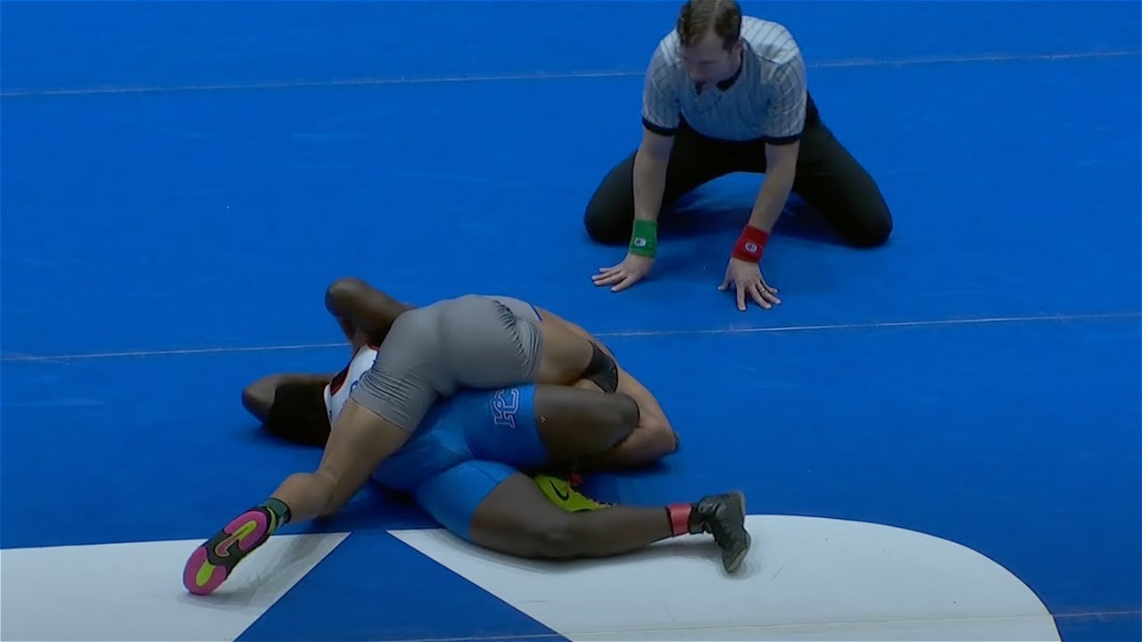 197lbs Kaden Russell (Duke) tech fall Aiden Jean (Presbyterian)