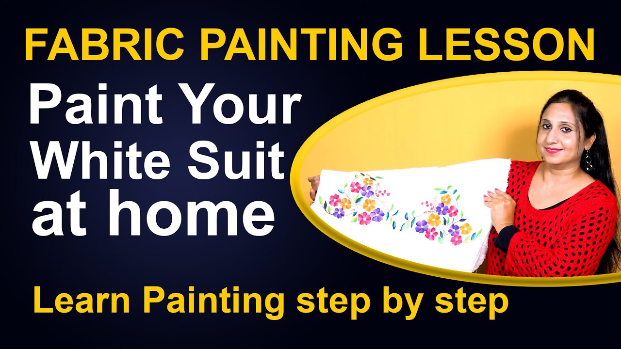 Fabric painting lesson - white suit painting at home - Painting tutorial for beginners