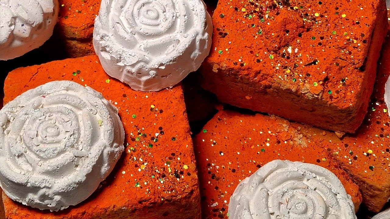 Super Crunchy Orange Chalk Blocks & White Rose Chalk | Satisfying ASMR Crushing