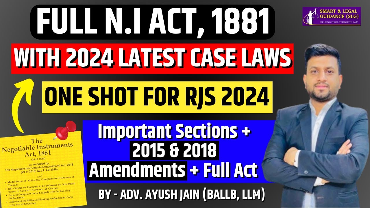 Full Negotiable Instrument Act, 1881 | One Shot Revision | RJS 2026 | SLG Law Classes