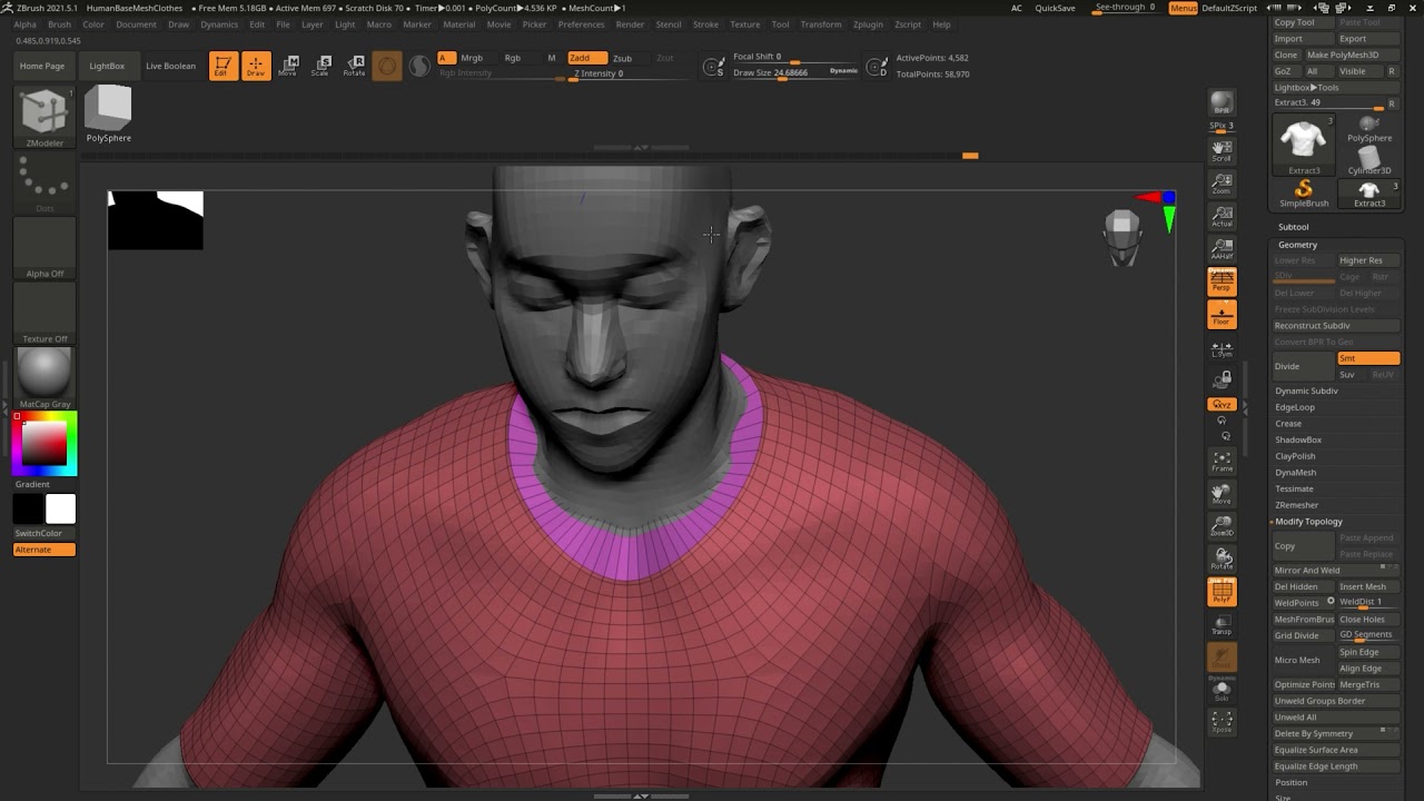 Создание одежды в Zbrush!