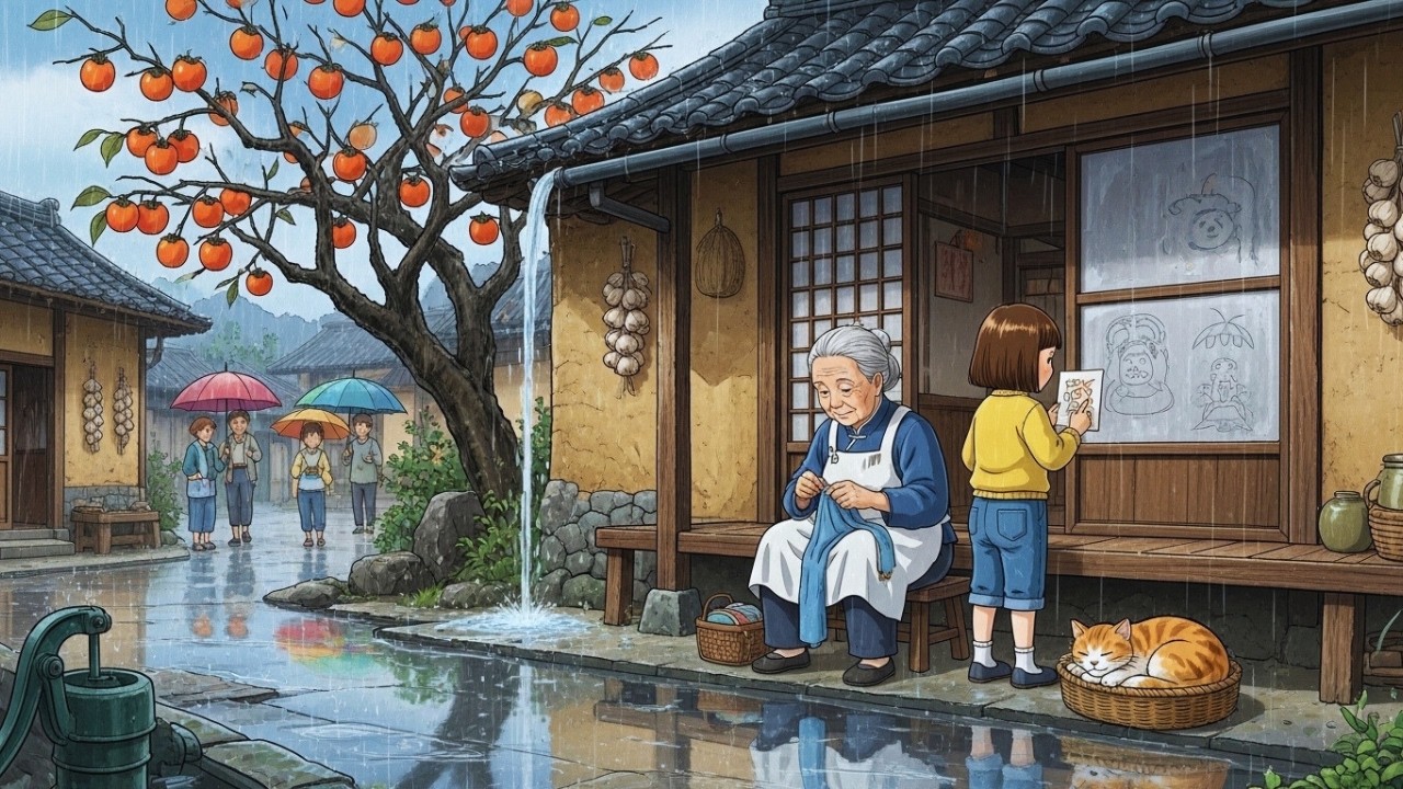 Días de Calma en la Aldea bajo la Nieve y la Lluvia donde la Simplicidad Enamora | Estilo Ghibli