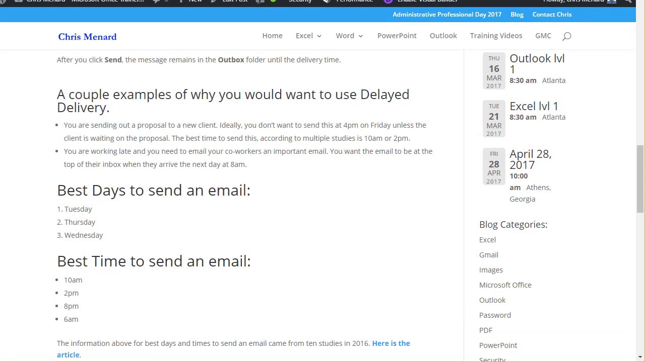 Delayed Delivery in Microsoft Outlook by Chris Menard