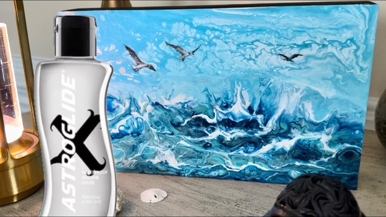 Creating a Stormy Day at Sea Painting using Personal Lubricant in Flip Cups