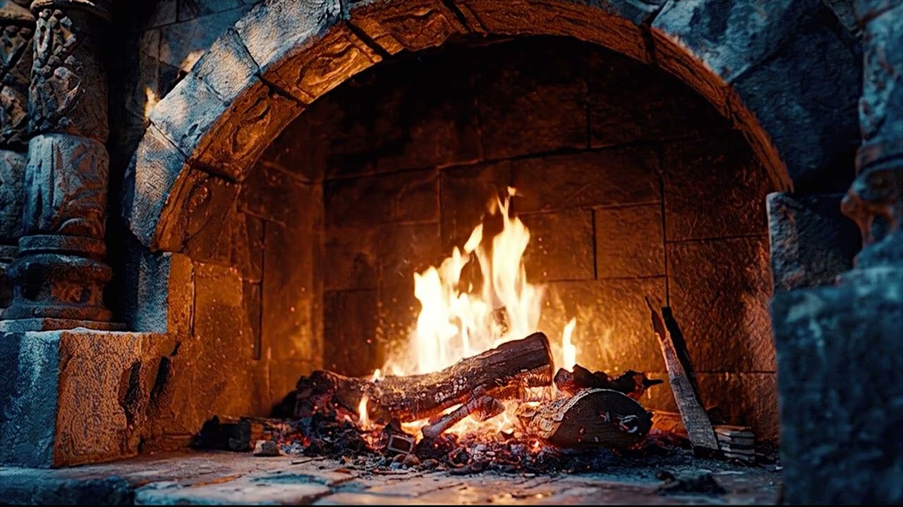 Cracking Fireplace 🔥 with Sounds