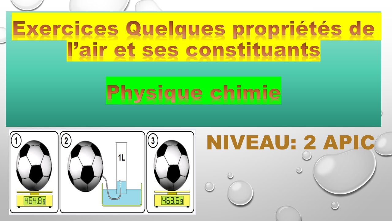 Exercices 2 quelques propriétés de l'air 2 année collège