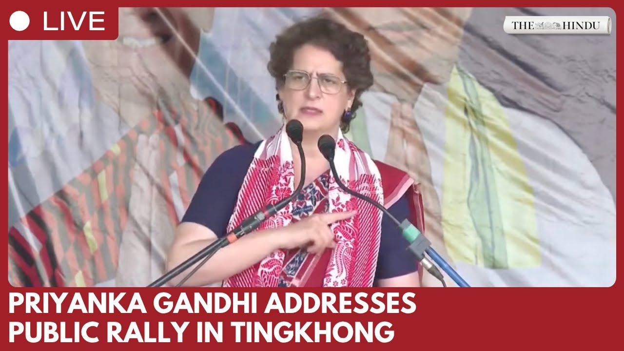 Congress leader Priyanka Gandhi addresses public rally in Tingkhong, Assam