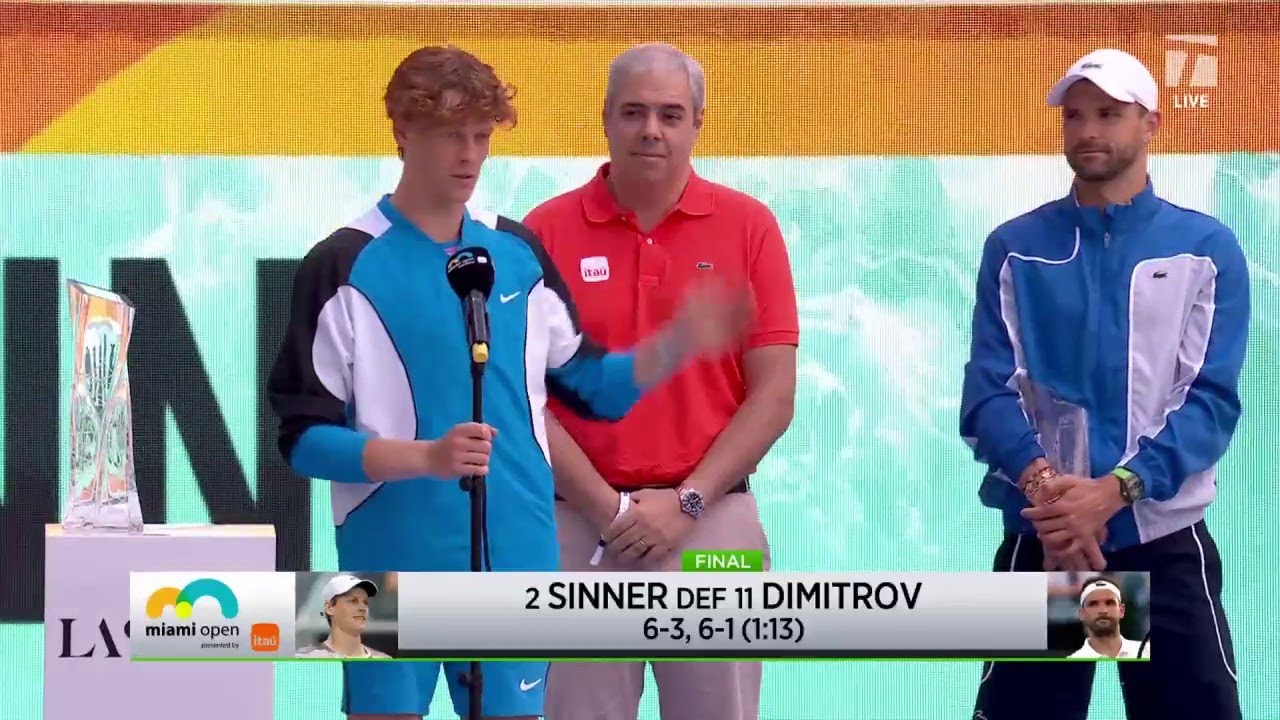 Jannik Sinner's 2024 Miami Open Championship Speech | 2024 Miami Final