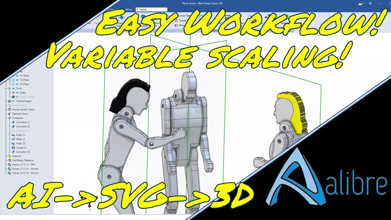Alibre Ergonomics: Быстрое масштабирование изображений + Inkscape 2D в 3D