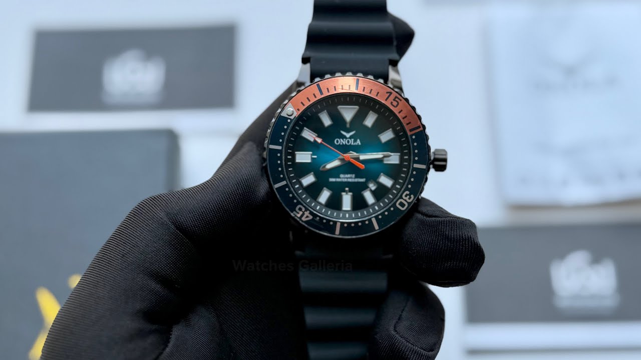 Onola ON3850 Black Blue Orange | Diver Style | Onola Watch | Onola Men Watch | Onola Quartz Watch