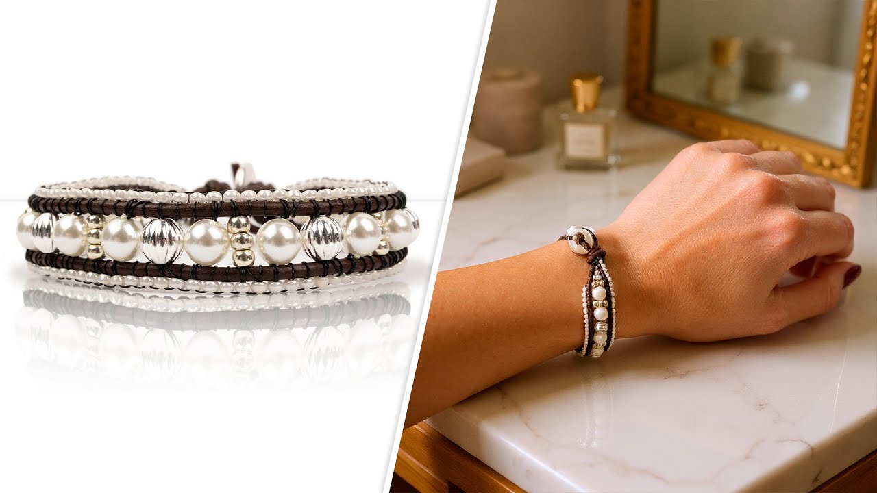 Edgy Elegance Leather Wrap Bracelet - DIY Jewelry Making Tutorial by PotomacBeads
