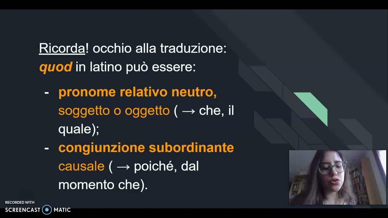 Pronome relativo e subordinata relativa in latino, 1/2