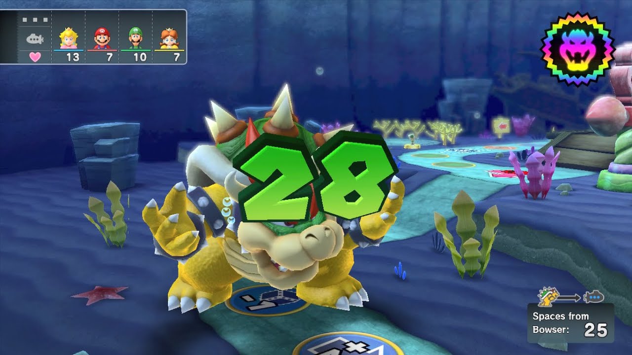 Mario Party 10 - Peach vs Mario vs Luigi vs Daisy vs Bowser - Whimsical Waters