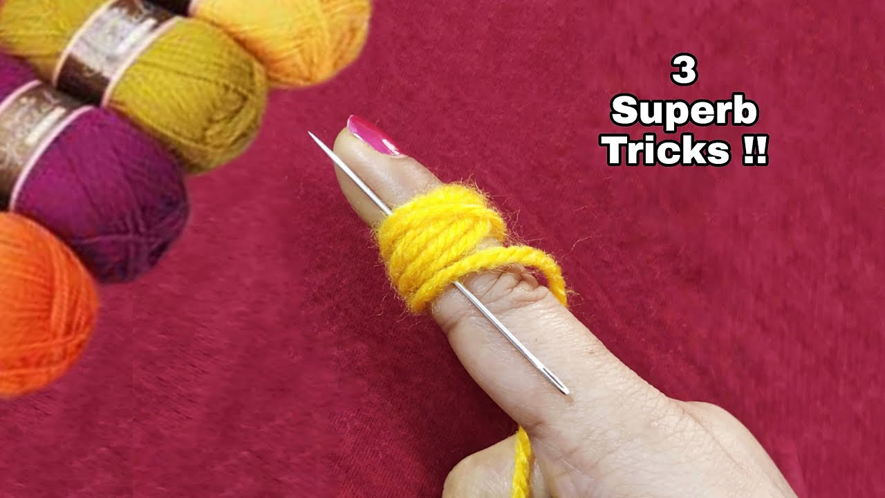 Amazing 3 Woolen Flower Idea using Finger |  Amazing Trick | Wool Flower Making