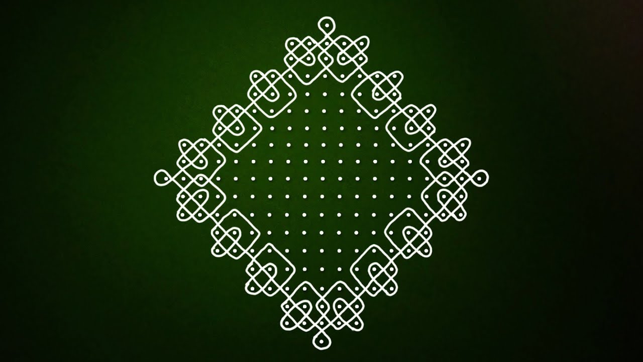19-2-1 dots kolam| sikkukolam| kambikolam | nelivukolam| melikkala muggulu| rangoli 