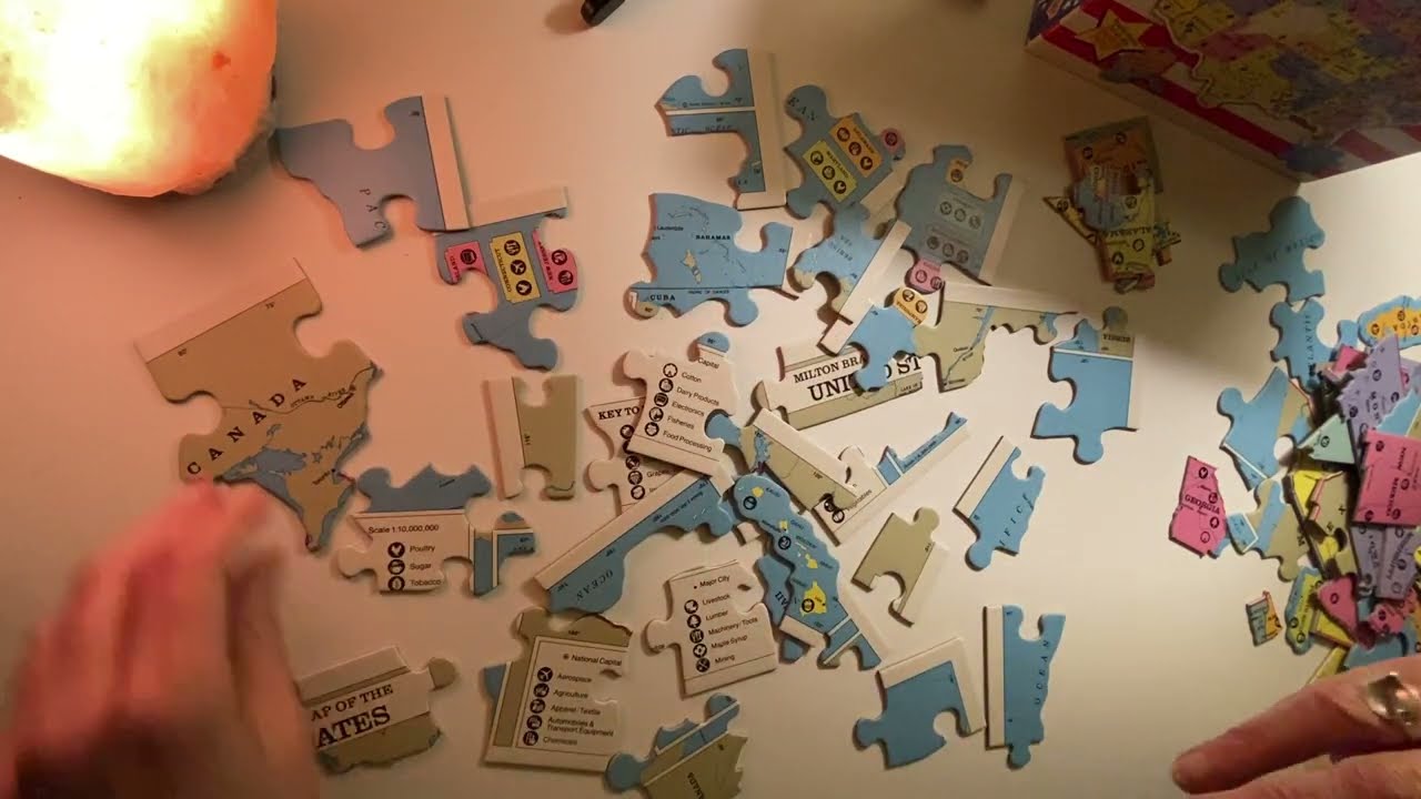 ASMR Puzzle, Sorting Pieces, USA   ~ No Talking Version