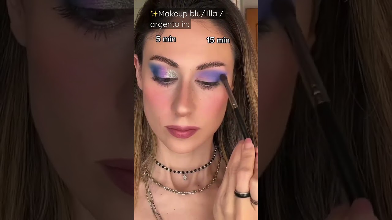 Trucco blu lilla argento in 5 minuti vs 15 minuti - makeup tutorial occhi #truccoocchi