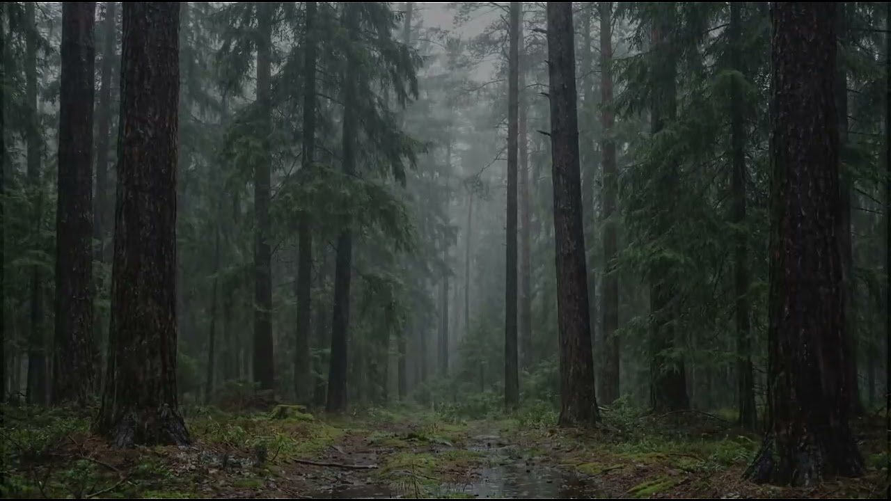 Light Rainfall with Faint Thunder Rolls – Relaxing Background for Concentration and Sleep