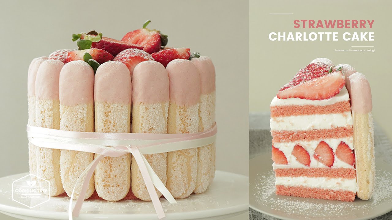 딸기 샤를로트 케이크 만들기🍰 : Strawberry charlotte cake Recipe - Cooking tree 쿠킹트리*Cooking ASMR
