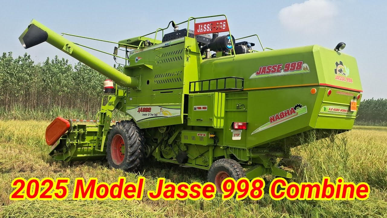 2025 Model Jasse 998 Combine Harvester, 2025 मॉडल जस्सी 998 कम्बाईन हार्वेस्टर धान कटाई करते हुए 