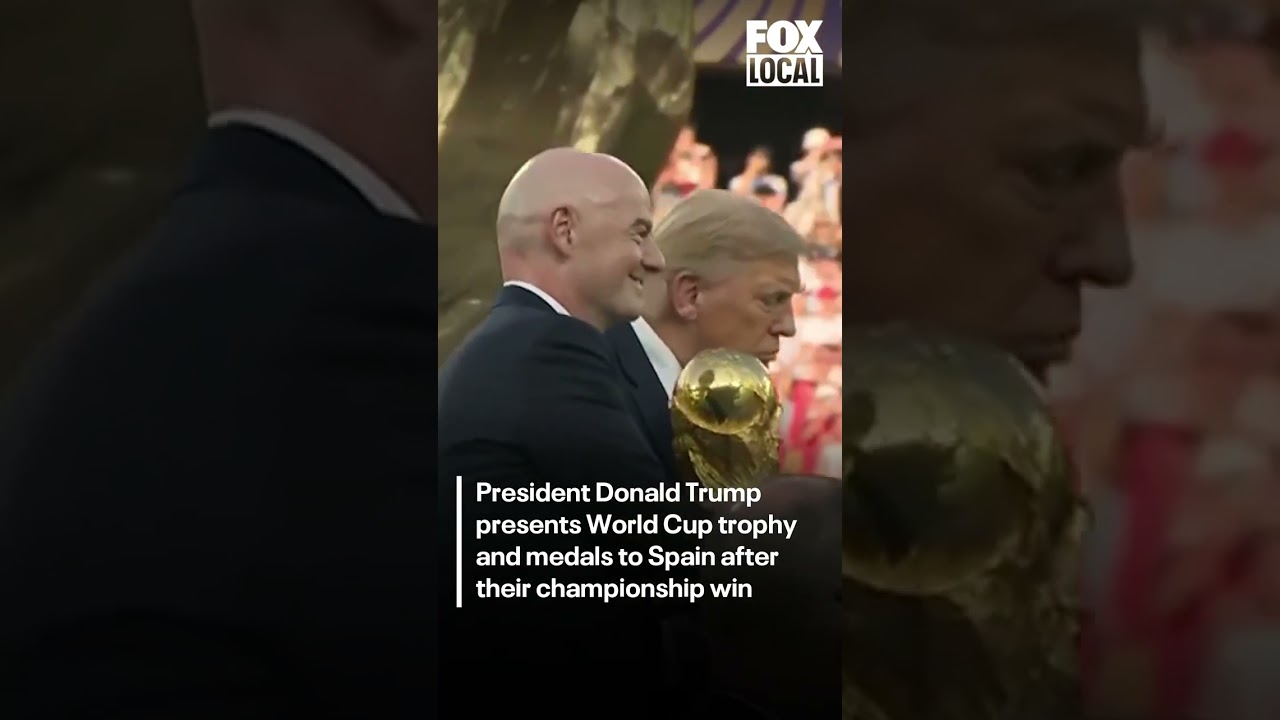 President Trump presents Spain with World Cup trophy, medals
