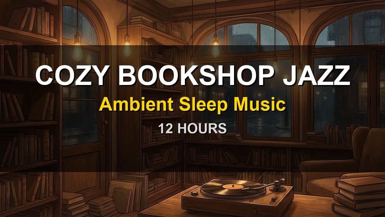 Cozy Bookshop Jazz ☕📚 12 Hours of Soft Jazz & Rain for Deep Sleep, Study & Relaxation