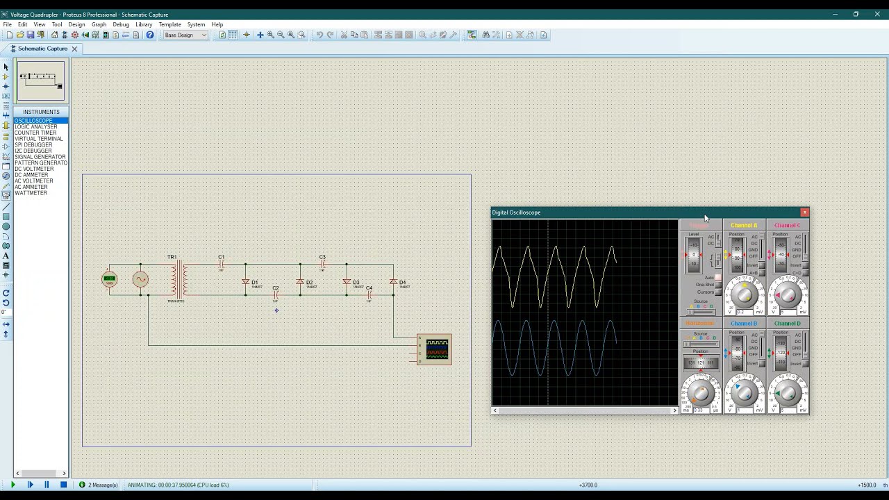 How to Simulate Voltage Quadrupler Circuit in Proteus 8
