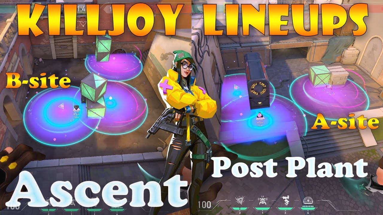 Valorant Top 15 Killjoy Post Plant Molly Lineups on Ascent | Ascent Killjoy Lineups  KJ Ascent Guide
