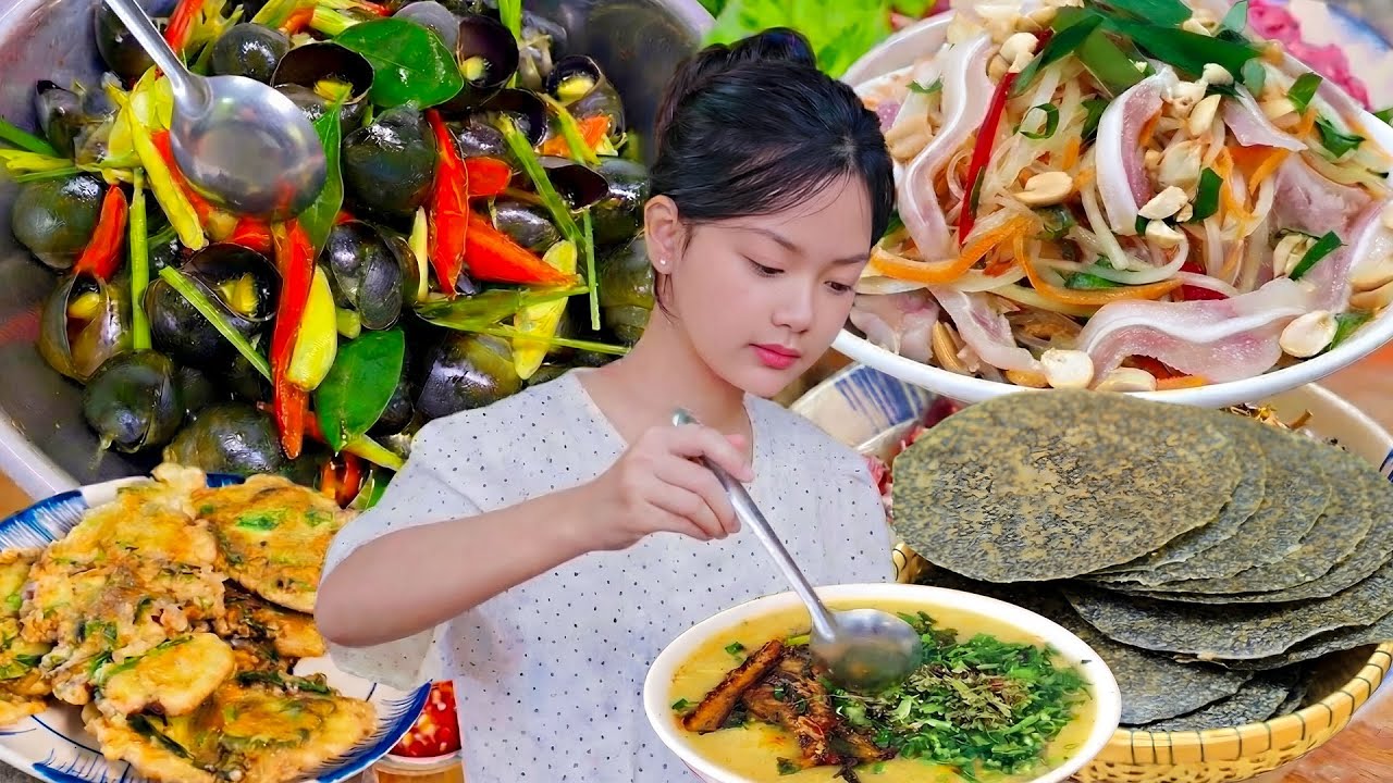 Vietnamese Country Cooking Eel Dish + Fresh Salad + Pork Omelet  Lam Anh Farm & Food 🐟🥗🍳