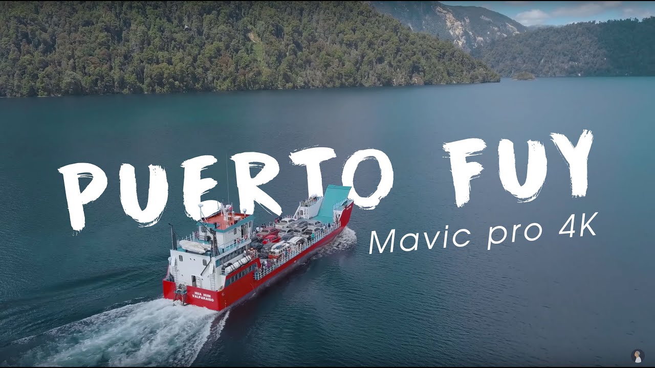 Puerto Fuy, Lago Pirihueico vista aérea - 4k