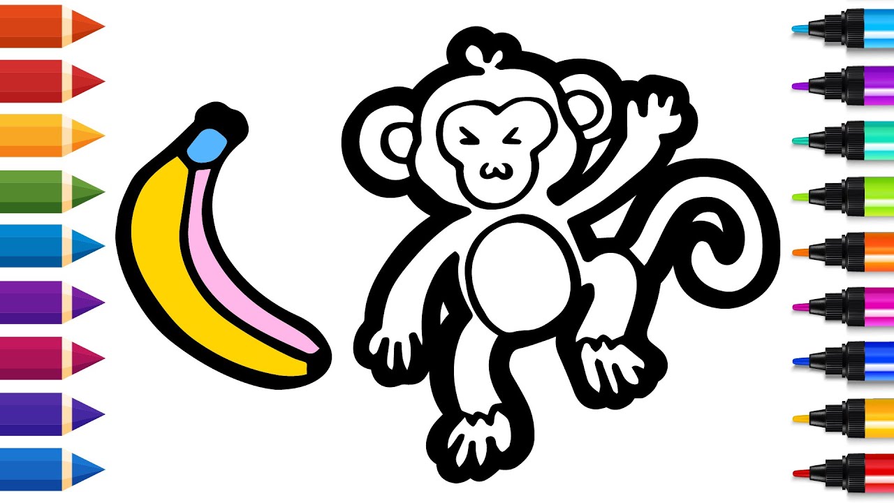 How to Draw a Cute Monkey and Banana | Step by Step Easy