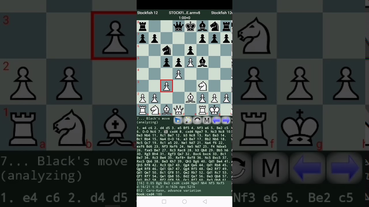Stockfish 12 (Caro-Kann, advance variation)