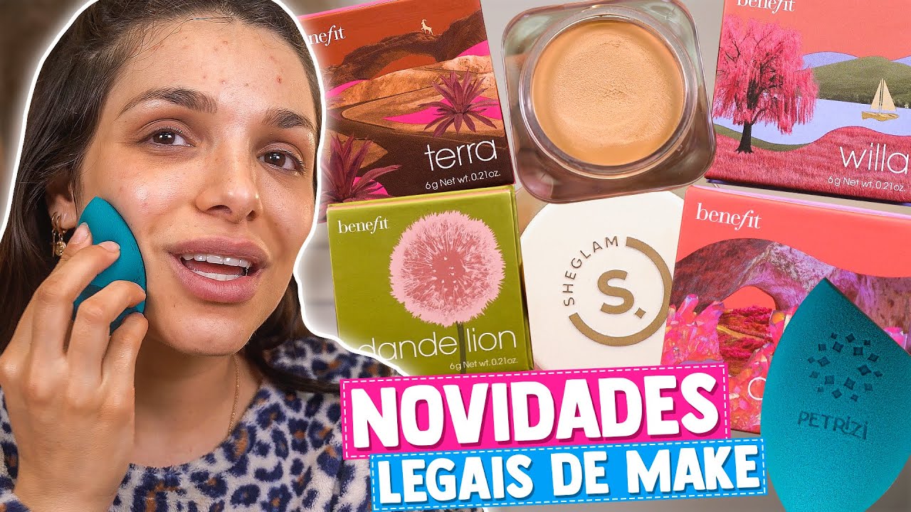 TESTANDO NOVIDADES MUCHO LOKAS! Base Sheglam, esponjinha Petrizi , blushs benefit