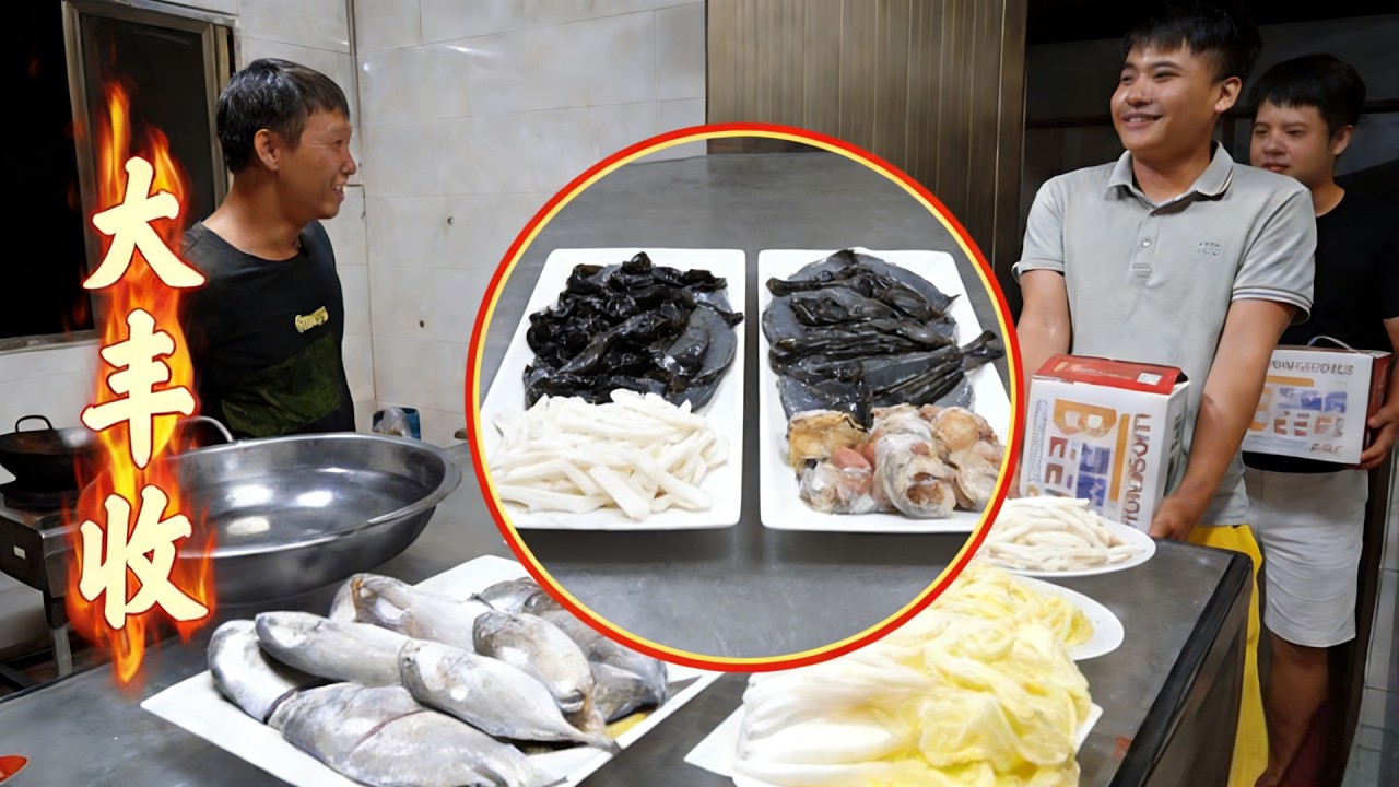 阿壮海钓回来收获爆棚，钓友抬来两箱酒吃大餐，今晚不醉不归