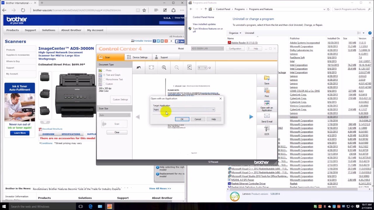 Brother ImageCenter ADS 3000N Software & Network Installation