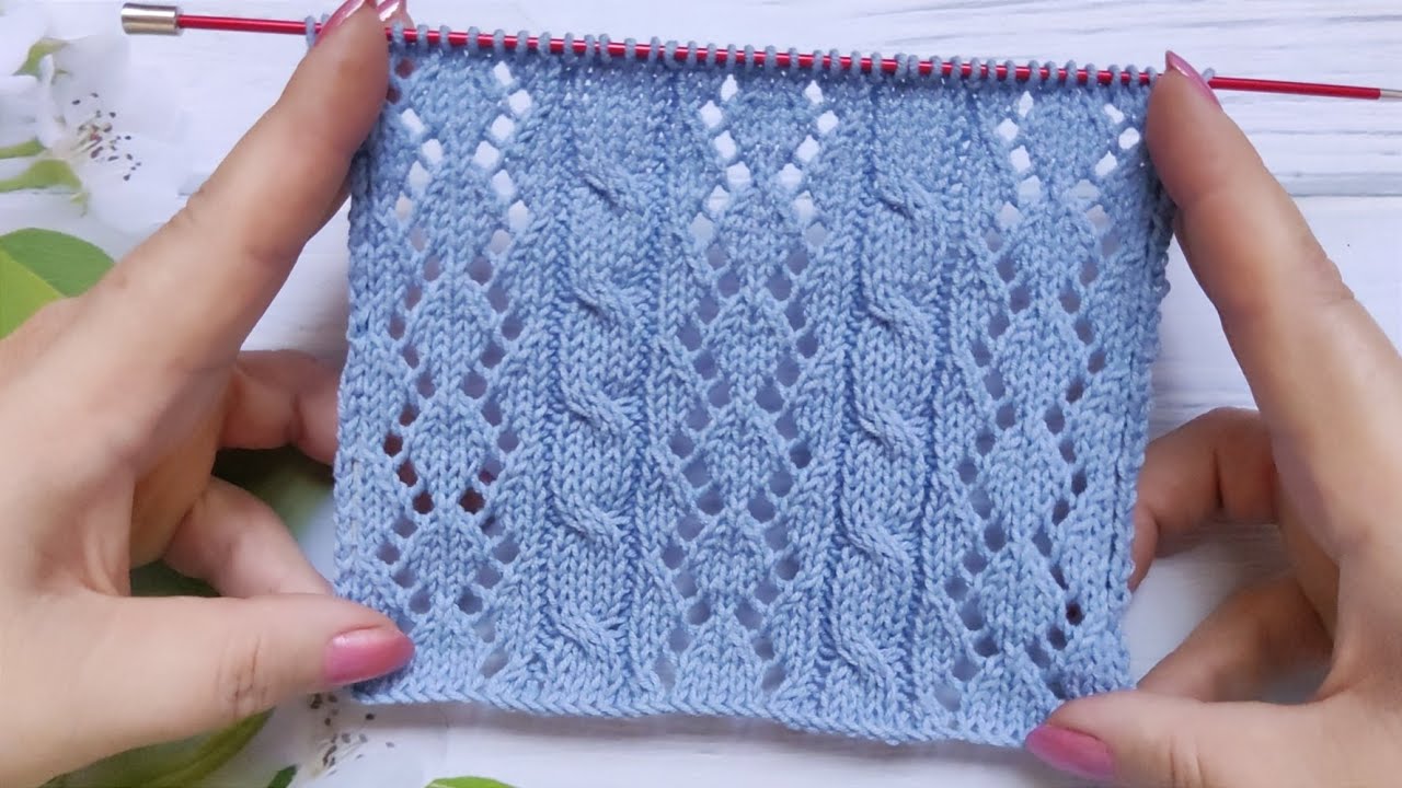 Lace Cable Knit Stitch| Ajour-Zopfmuster stricken| Punto treccia traforata| Punto calado con trenzas